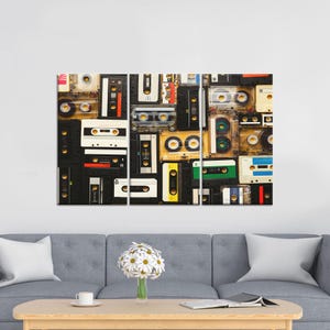 Tapes Leinwand Kunst, Retro Wand Dekor, Kassette Leinwand Kunst, Vintage Bild, Vintage Kunst, Kassette, Nostalgische Leinwand Kunst, Alte Kassette,
