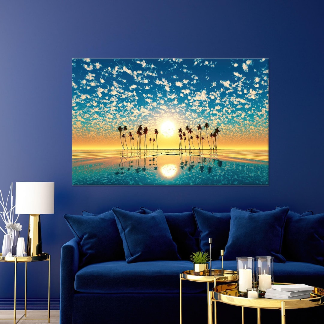 Coastal Canvas Art, Tropical Wall Decor, Beach Art Decor, Sunrise Art ...