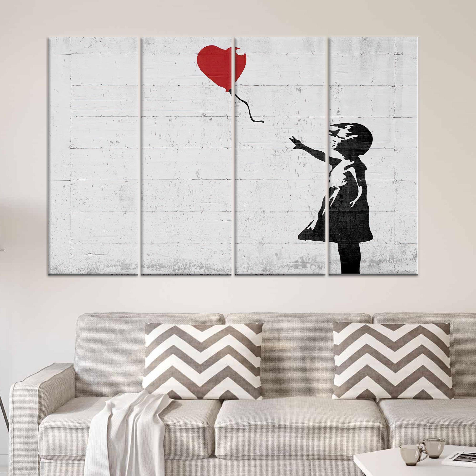 Poster Banksy Balloon Girl Grand Format 80x160 Cm - Impression Sur Toile Sans Cadre - Décoration Street Art Urbain Pour Salon, Bureau