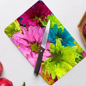 Abstract Flower Cutting Board, Modern Colorful Serving Board, Modern Chopping Board, Colorful Chopping Board, Mother&#39;s Day Gift,