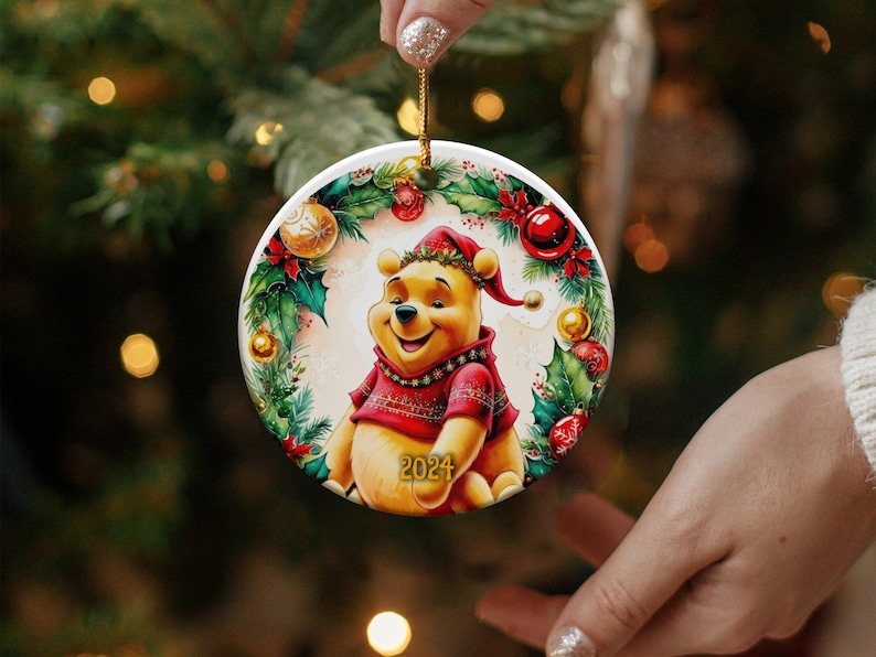 Winnie Bear Christmas Ornament 2024, Holiday Tree Decoration, Cute