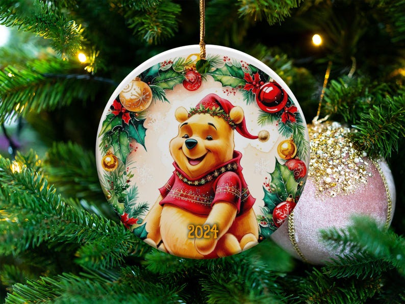 Winnie Bear Christmas Ornament 2024, Holiday Tree Decoration, Cute
