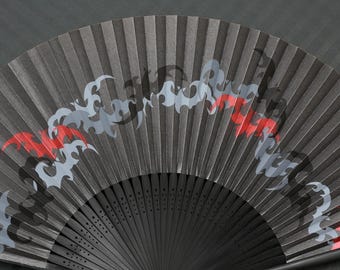 Handmade Japanese Sensu Folding Fan with Bats, Suehirodo Fans, Bamboo and Washi Hand Fan from Japan