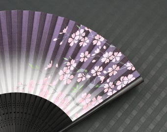 Handmade Cherry Blossom Japanese Sensu Folding Fan, Suehirodo Fans, Bamboo and Washi Hand Fan from Japan