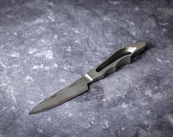 Japanese Gisaku Paring Knife – Damascus Steel Blade, Handcrafted Kitchen Knife, Small Utility Knife, Sharp Chef Knife Gift, Made in Japan