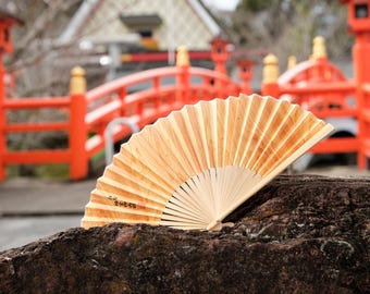 Japanese Wooden Folding Fan and Stand, Tokowaka Sensu Fan, Handmade Natural Wood Summer Gift From Japan, Miyama Cedar From Ise Jingu Shrine