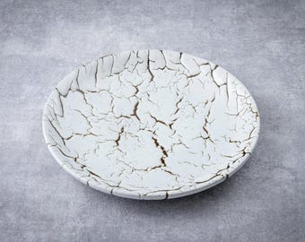 Black Japanese Ryuso Kairagi Plate, Handmade Japanese Ceramic Artisan Tableware Dish, 20cm