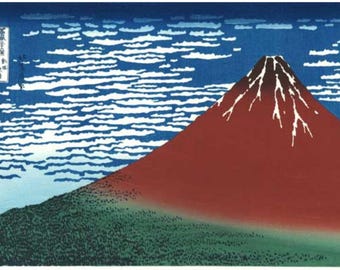 葛飾北斎：南風晴天（赤富士）（1830年頃-1832年） - ジクレー版画