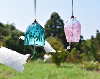 翠工房 蓄光ガラス風鈴 日本製 手吹き 大島翡翠 蓄光風鈴 - Etsy 日本