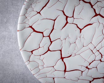 Japanese Ryuso Kairagi Red Plate, Handmade Japanese Ceramic Artisan Tableware Dish, 20cm