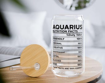 Aquarius Birthday Gift, Gift for Her, Him, Best friend Aquarius Nutrition Glass, Zodiac Glass, Zodiac Nutrition, Zodiac Nutrition Glass