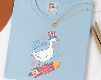 Firequacker Shirt, Funny July 4th Shirt, Funny Goose Shirt,Patriotic Tshirt,  Independence Day Tee, July 4th Gift, For Her, Family Trip