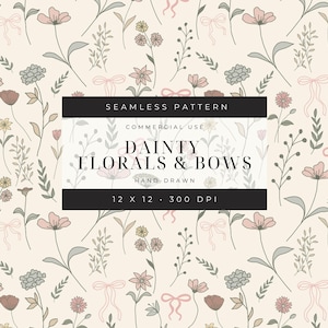 Boho délicat motif sans couture de fleurs sauvages, papier numérique de fleurs fantaisistes, motifs pour travaux manuels et projets, usage commercial, petits motifs floraux