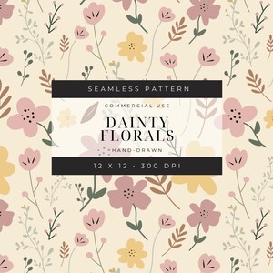 Boho délicat motif sans couture de fleurs sauvages, papier numérique de fleurs fantaisistes, motifs pour travaux manuels et projets, usage commercial, petits motifs floraux