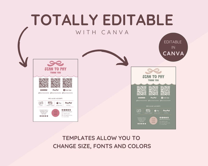 Editable Qr Permit Scan Scan to Pay QR Sign Template: Editable & Customizable (digital Download ...