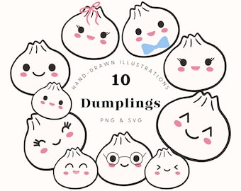 Hand Drawn Dumpling Clipart: Baby Bao, Dim Sum (SVG & PNG)