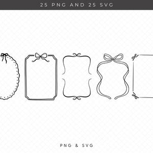 Whimsical Hand Drawn Coquette Bow Frames