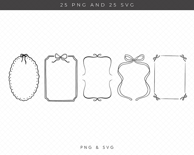 Whimsical Hand Drawn Coquette Bow Frames