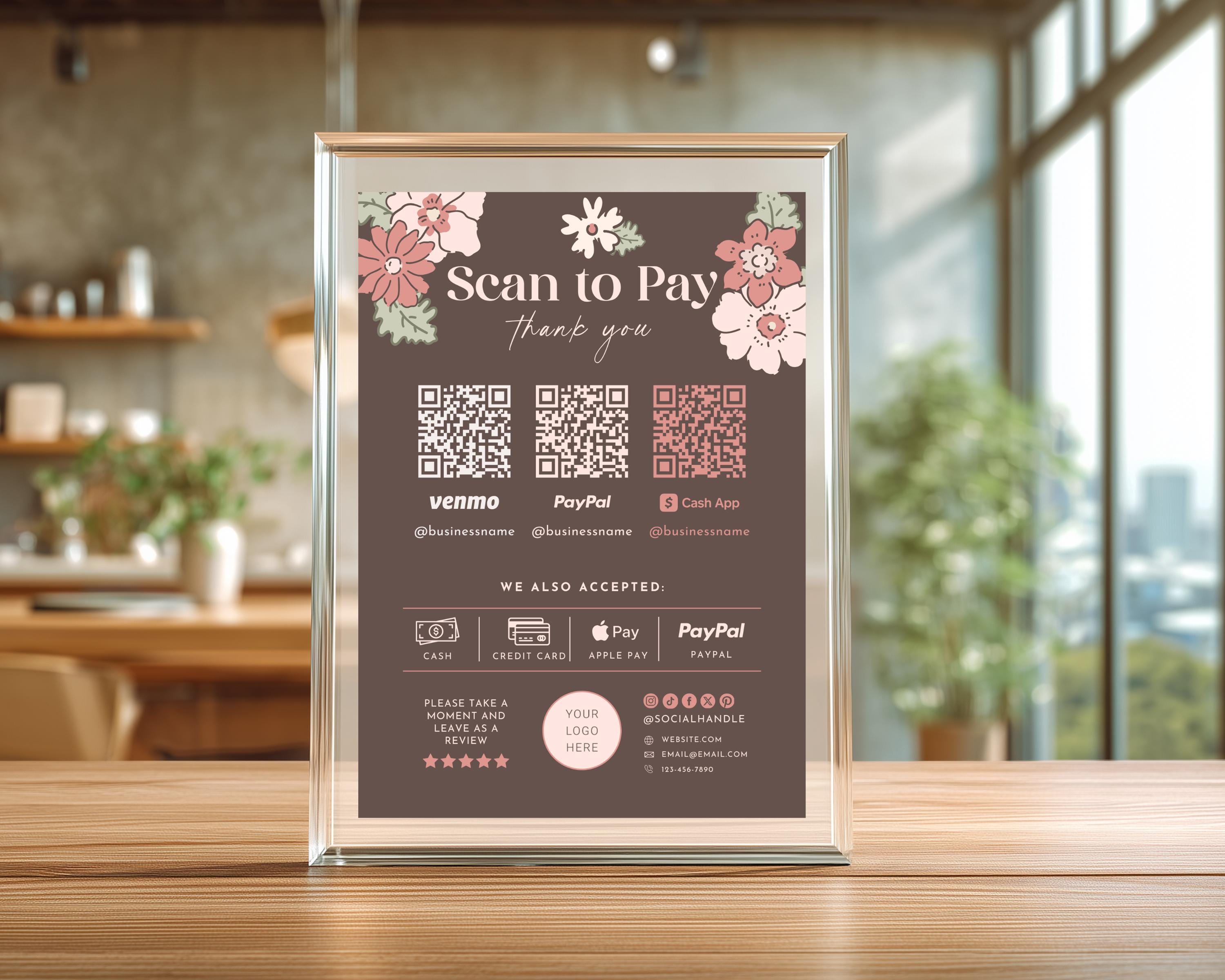 Scan to Pay QR Sign Template: Editable & Customizable (digital Download ...