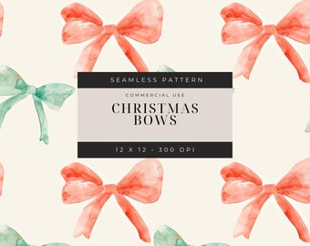 Aquarell Weihnachtsschleifen Muster: Kokette Digitales Papier (Digitaler Download)
