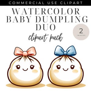 Aquarel knoedel clipart, instant download, baby knoedel clipart, baby clipart, kwekerij illustraties, bao knoedel, commercieel gebruik, dim sum