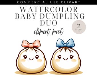 Watercolor Baby Dumpling Clipart: Dim Sum Nursery Art (Digital Download)
