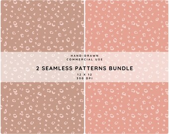Pink Brown Leopard Seamless Pattern Bundle (PNG Digital Download)
