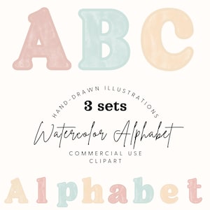 Aquarell Alphabet Clipart: Handgezeichnete Pastell Buchstaben (PDF Download)