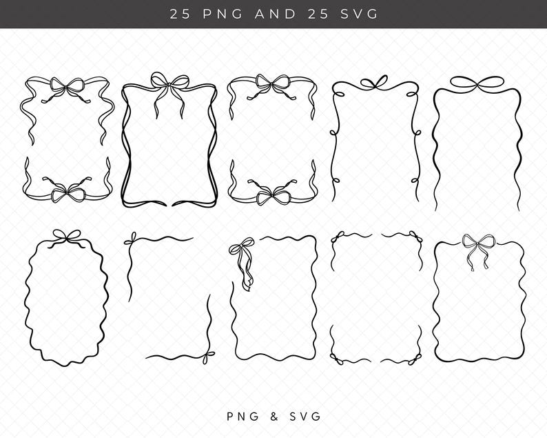 Whimsical Hand Drawn Coquette Bow Frames