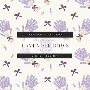 Patrón sin costuras de campos de lavanda: Lazos florales (archivo PNG)
