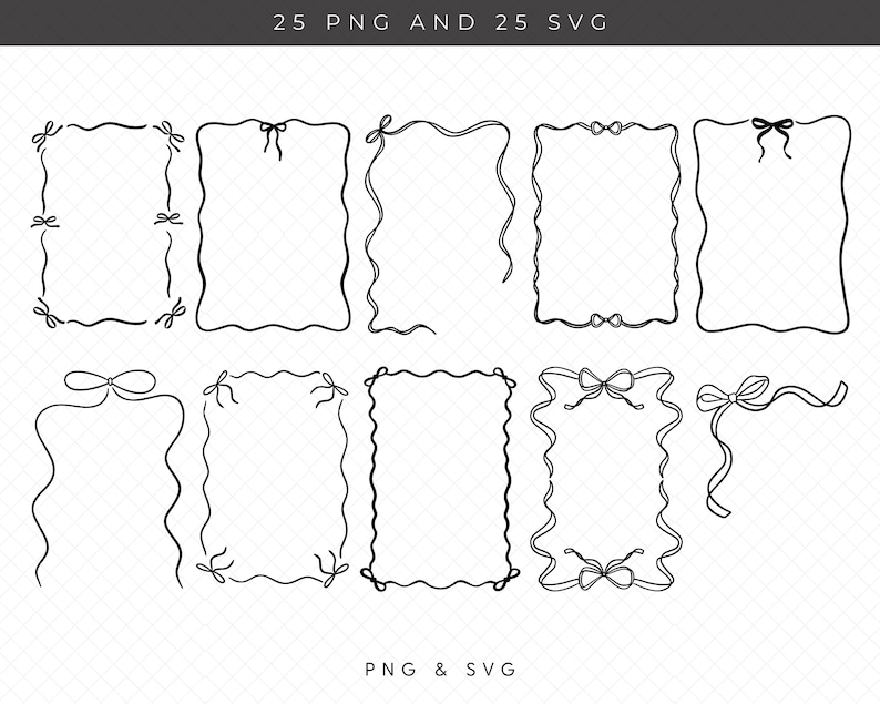 Whimsical Hand Drawn Coquette Bow Frames