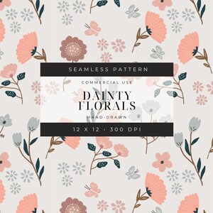 Boho délicat motif sans couture de fleurs sauvages, papier numérique de fleurs fantaisistes, motifs pour travaux manuels et projets, usage commercial, petits motifs floraux