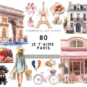 Aquarelle Paris Clipart, Clipart Tour Eiffel, Français Cafe Clipart, Clipart Paris France, Jetaime Paris, Clipart Girly, usage Commercial PNGs