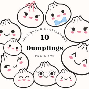 Hand Drawn Dumpling SVG,  Dumpling Clipart, Little Bao, Commercial Use, Dim Sum, Baby Dumpling Clipart, Little Dumpling Graphics, Baby Bao