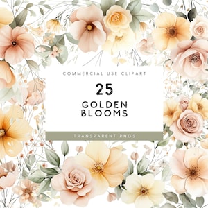 Aquarell Gelbe Wildblumen Clipart, Gelbe Blumenarrangements Clipart, Pastellgelbe Pfirsich Blumen, Gelbe Hochzeit Blumen Clipart, PNG