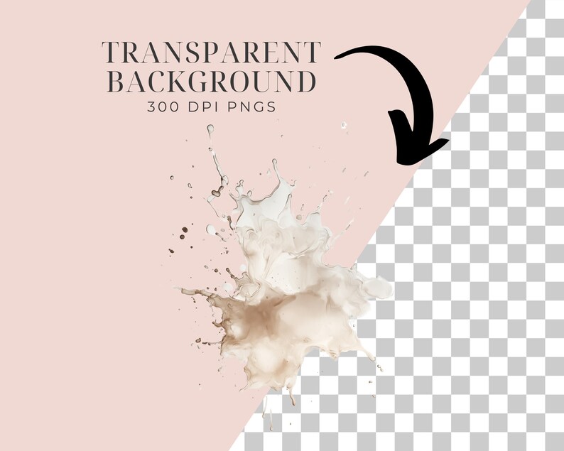 Neutral Watercolor Washes Clipart, Splatter Clipart, Abstract