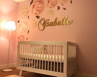 pink and gold baby room decor