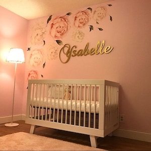 Decoração personalizada para quarto de bebê menina, letras de madeira, letras de parede, letras de madeira para decoração de parede de quarto de bebê, placas de madeira, decoração de quarto infantil grande