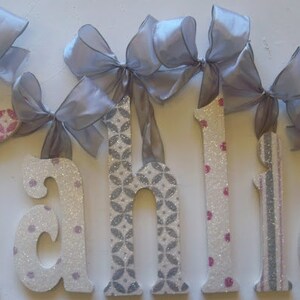 GLITTER  nursery wall letters - wooden letters -  nursery letters - pink nursery - any color & theme