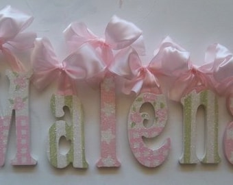Custom Nursery Name- Baby Girl Nursery Decor -Nursery Wall Letters- Personalized Name- Wooden Hanging Letters - GLITTERED