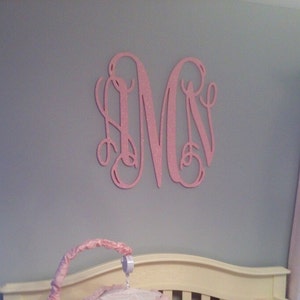 Monograma de madera, monograma de pared de madera GLITTERED, monograma de vivero, decoración del hogar, decoración de la boda