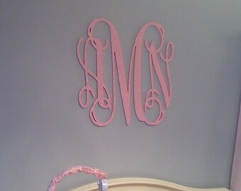 Wood Monogram, GLITTERED Wooden Wall Monogram, Nursery monogram,Home Decor, Wedding Decor