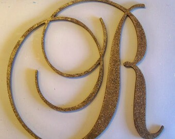 24" Large Gold Glitter Wooden Wall Letters - Monogram Letters- Wedding Decor Letters