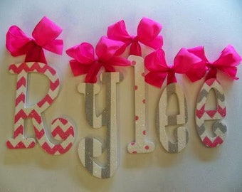 Zebra GLITTER Wood Wall Letters - Other Fonts Available