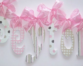 Childrens Wooden Wall Letters, Custom Name Sign, Personalized Nursery Decor, GLITTERED