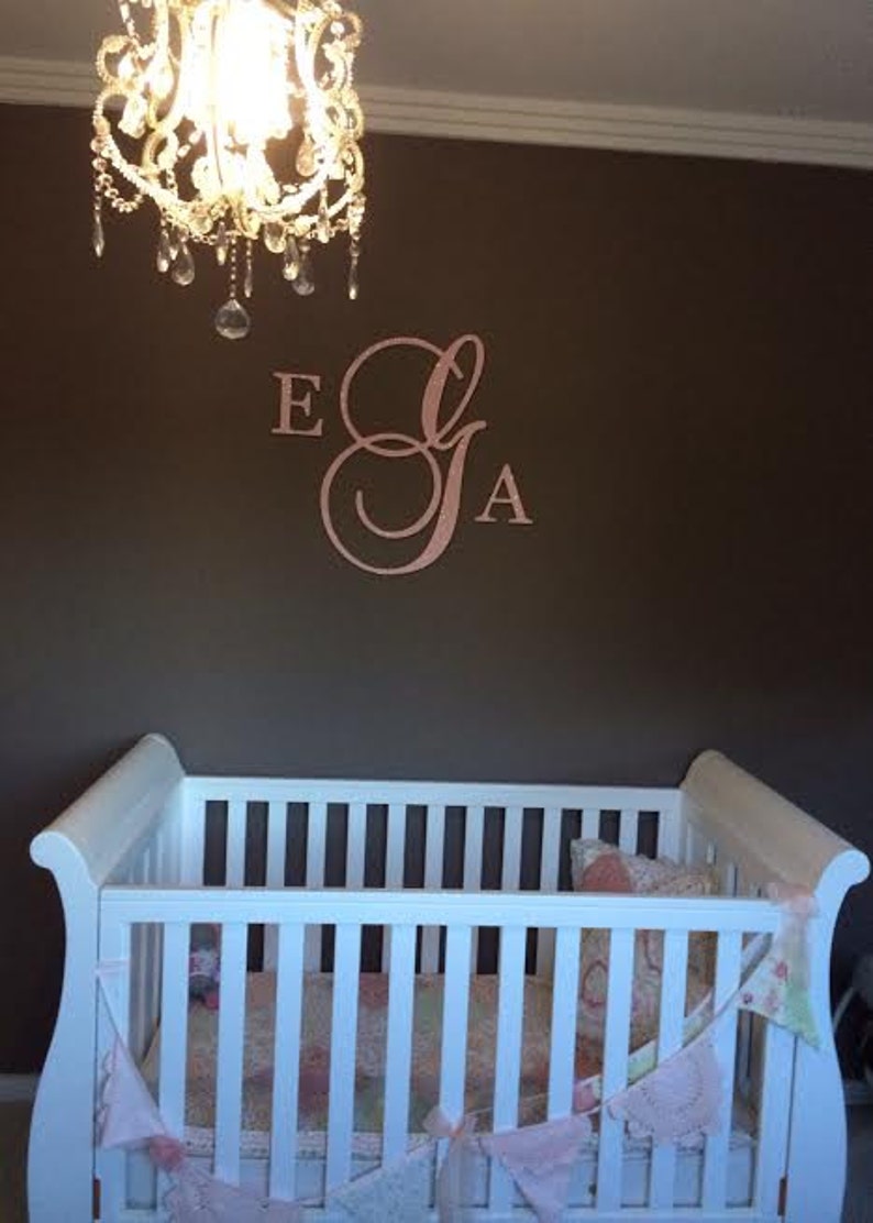 Glitter 3 piece Wood Monogram Childrens Wall Decor Nursery