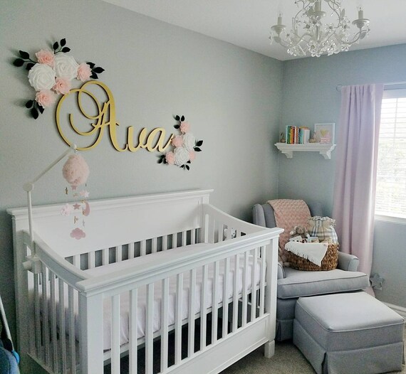 Baby Girl Nursery Decor Nursery Decor Girl Nursery Letters Glitter Letters Wood Letters Nursery Name Sign