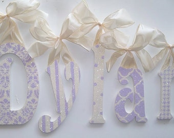 GLITTER Hand Painted Letters, Custom Wooden Wood Name Letters, Hanging Wall Letters, Nursery Letters, Wall Letters