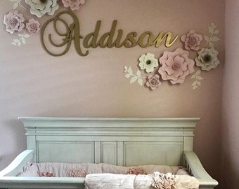 Gold Glitter Name Sign for Nursery Baby and Kids Room Decor Wooden Wall Letters Nursery Decor GLITTERED