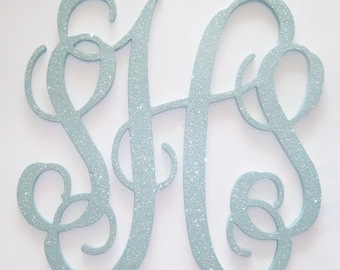 24 inch Connected  GLITTER Monogram - Nursery Decor - Wall Letters - Nursery Monogram - Nursery name Any COLOR